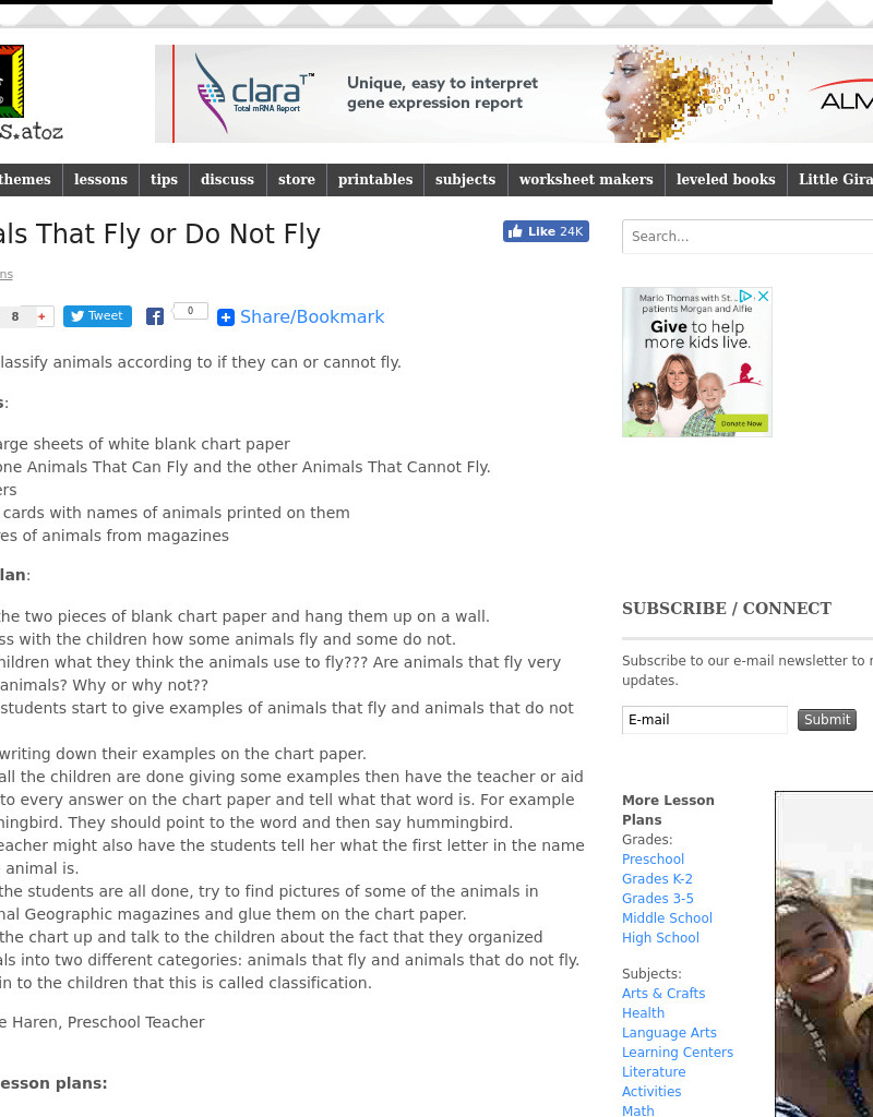 Animals That Fly or Do Not Fly Lesson Plan