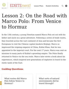 On the Road with Marco Polo: From Venice to Hormuz Lesson Plan