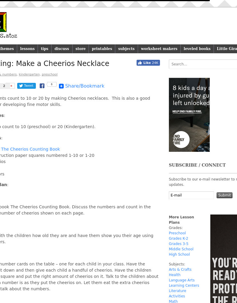 Counting Cheerios Lesson Plan