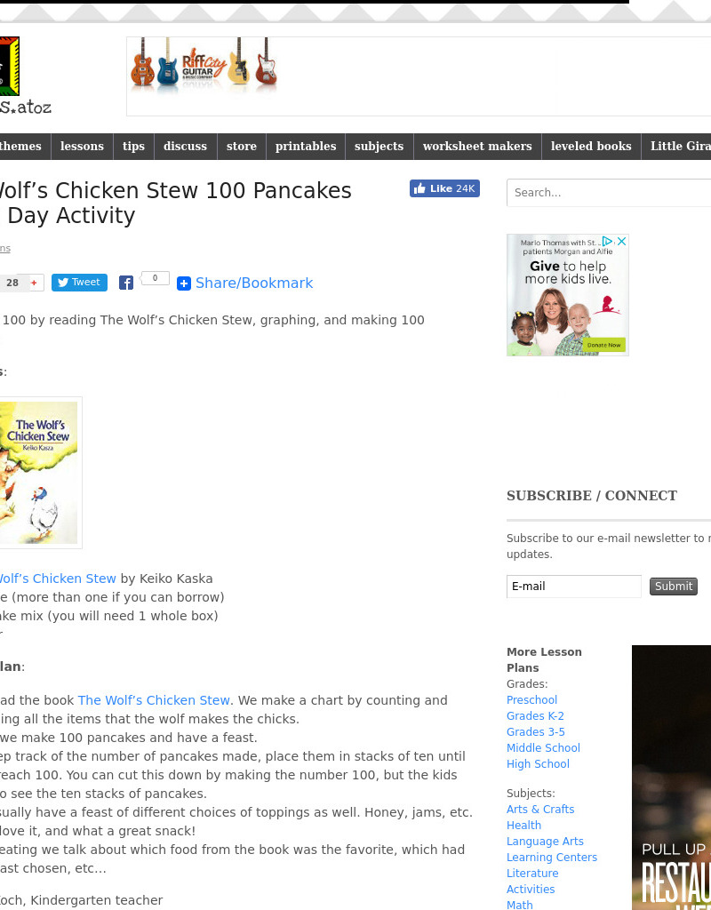 The Wolf's Chicken Stew 100th Day Celebration Lesson Plan