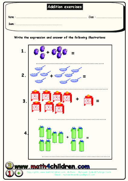 Addition Exercises Worksheet