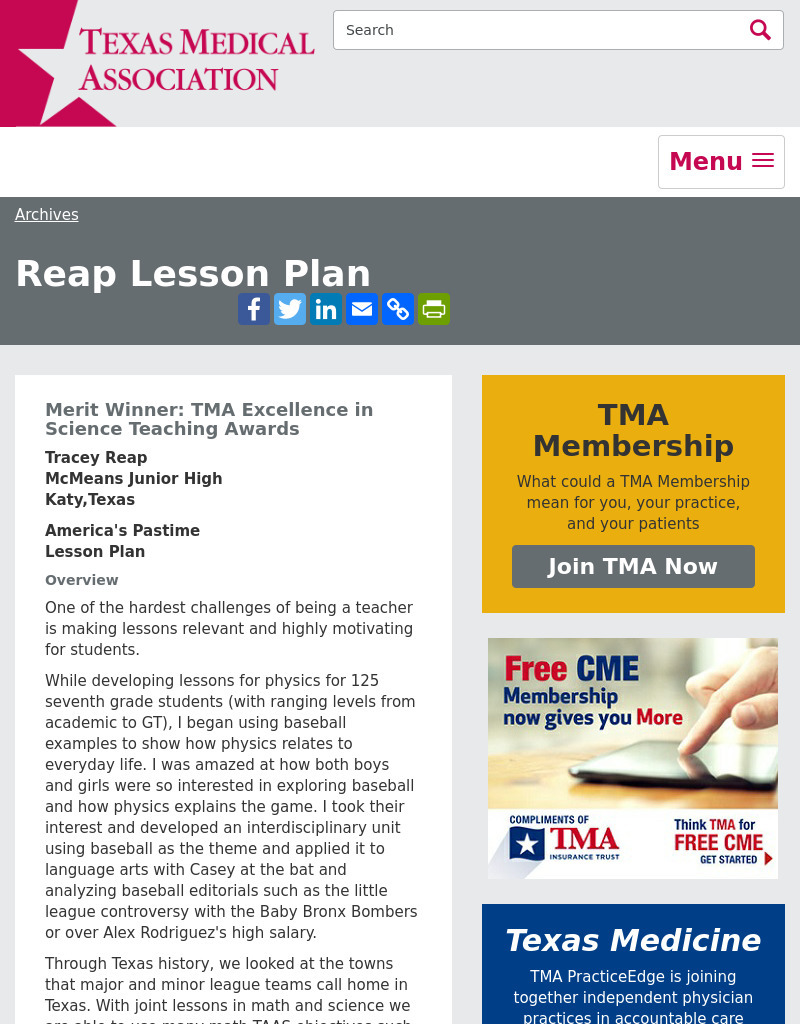 America's Pastime Lesson Plan