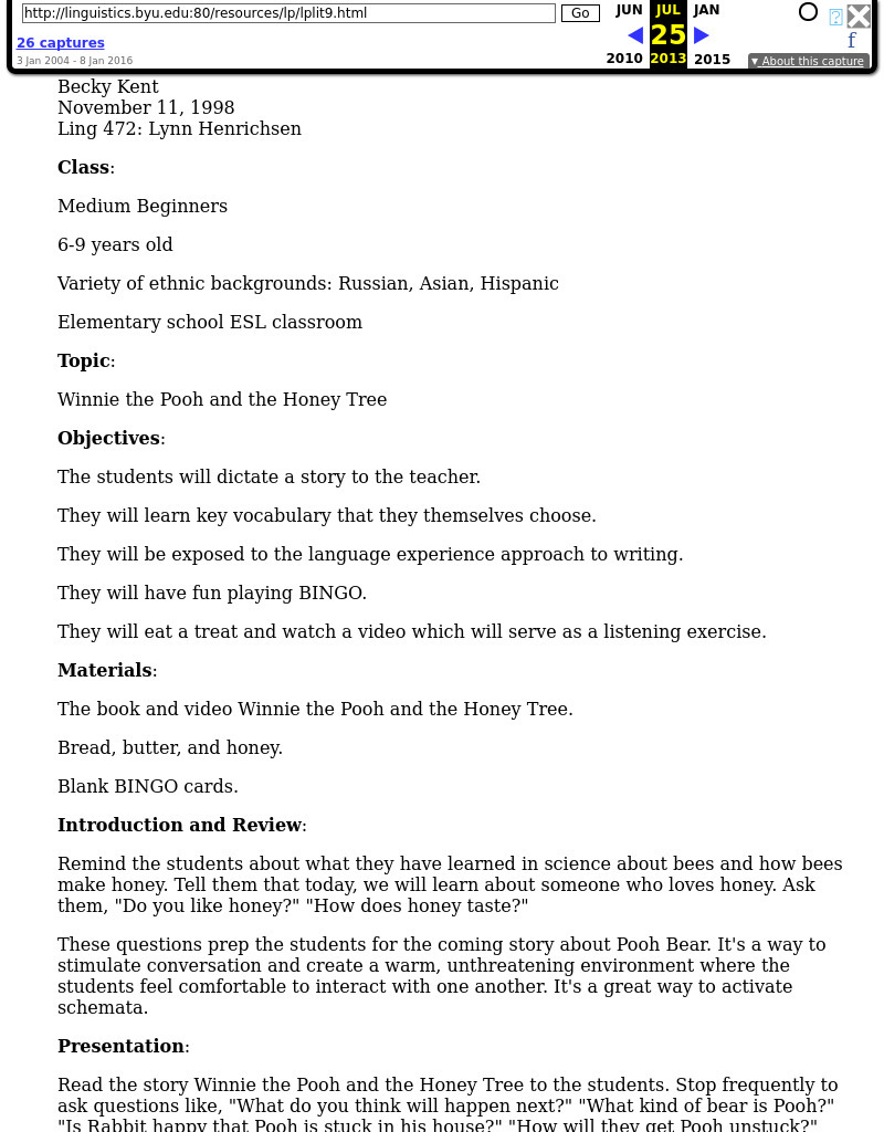 Winnie the Pooh and the Honey Tree Lesson Plan