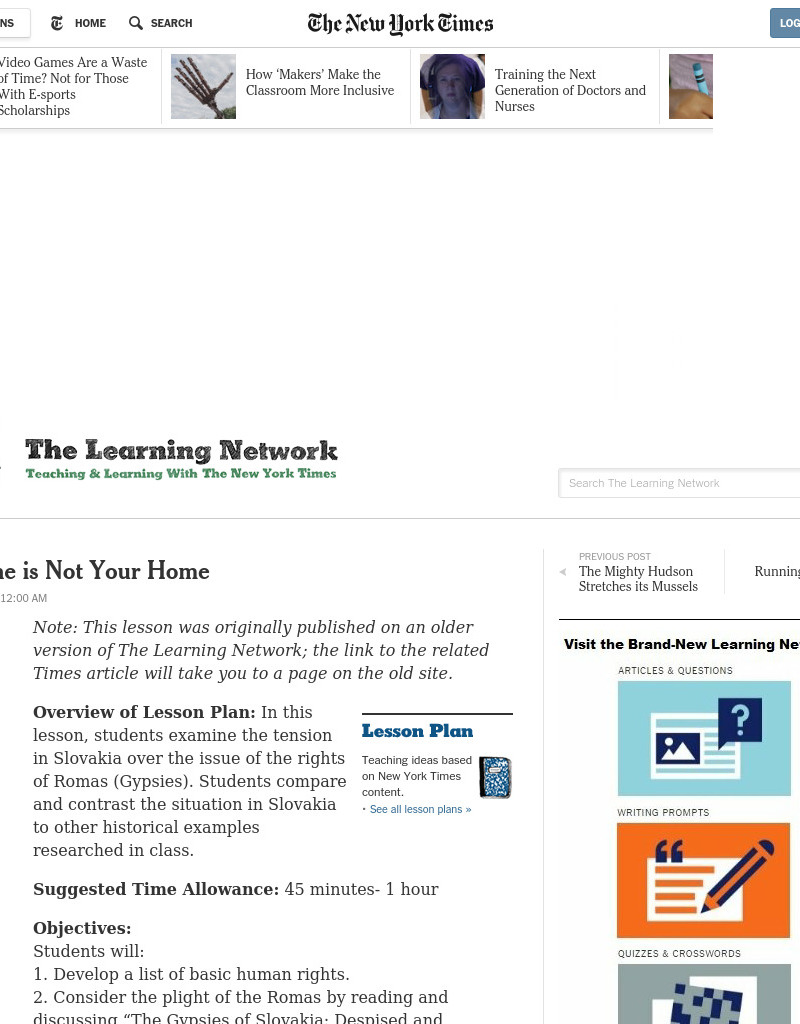 My Home is Not Your Home Lesson Plan