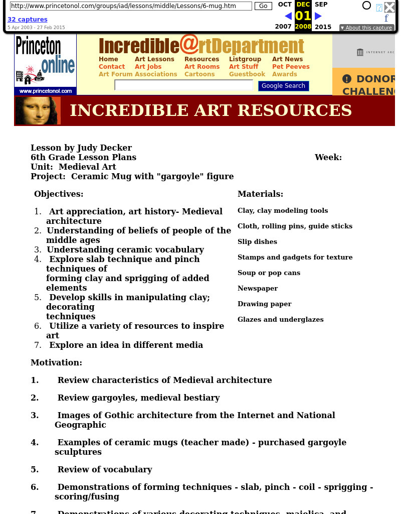 Medieval Art Lesson Plan