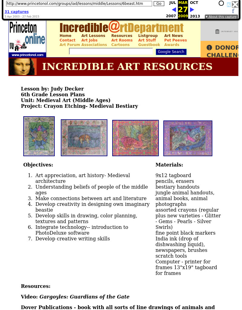 Crayon Etching- Medieval Bestiary Lesson Plan