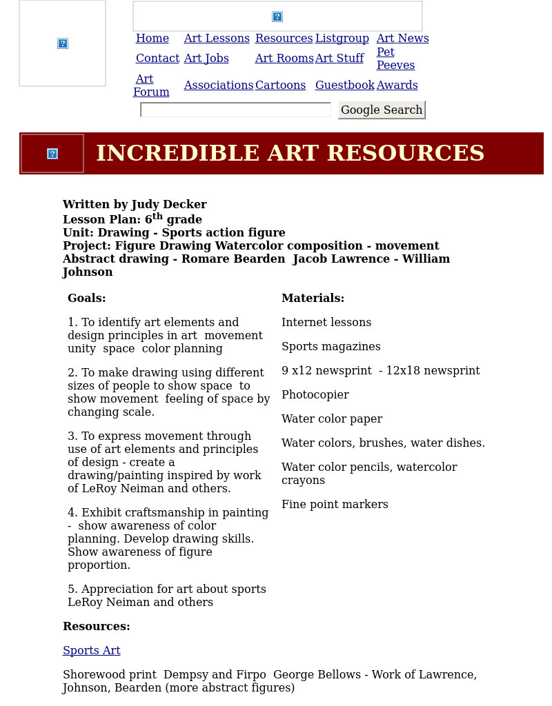 Sports Action Figure Lesson Plan