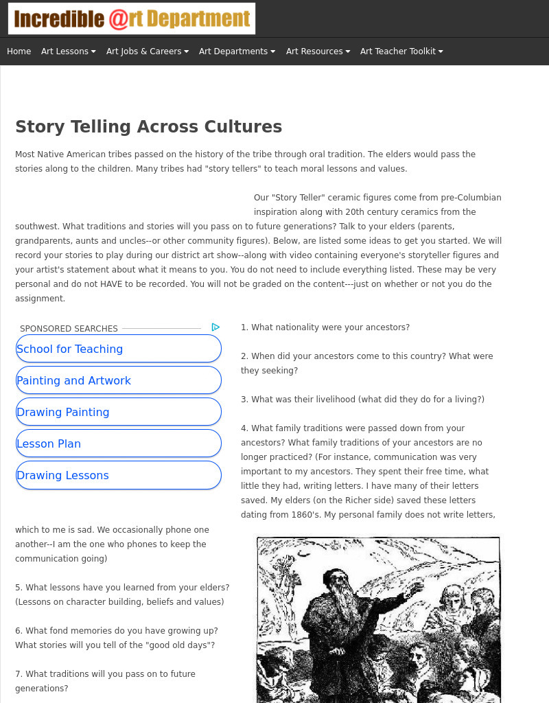 Story Tellers - "Passing on the Traditions" Lesson Plan