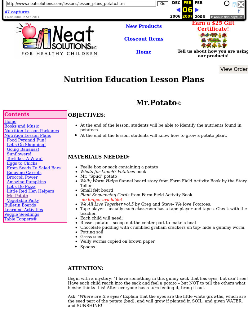 Mr. Potato Lesson Plan