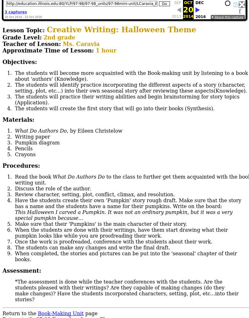 Creative Writing: Halloween Theme Lesson Plan