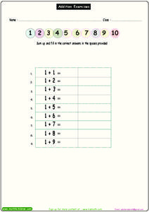 Addition Exercises 7 Worksheet