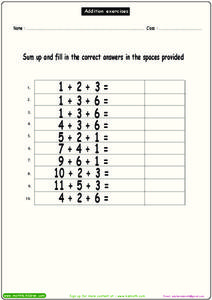 Addition Exercises 7 Worksheet