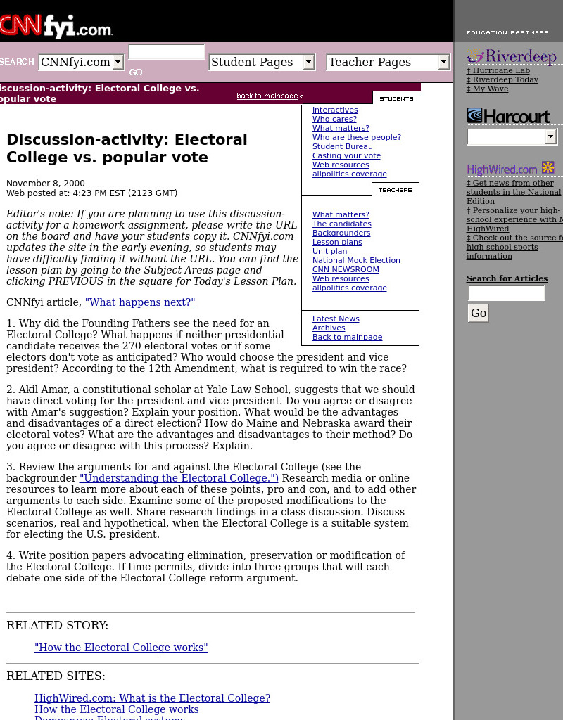 Electoral College Vs. Popular Vote Lesson Plan