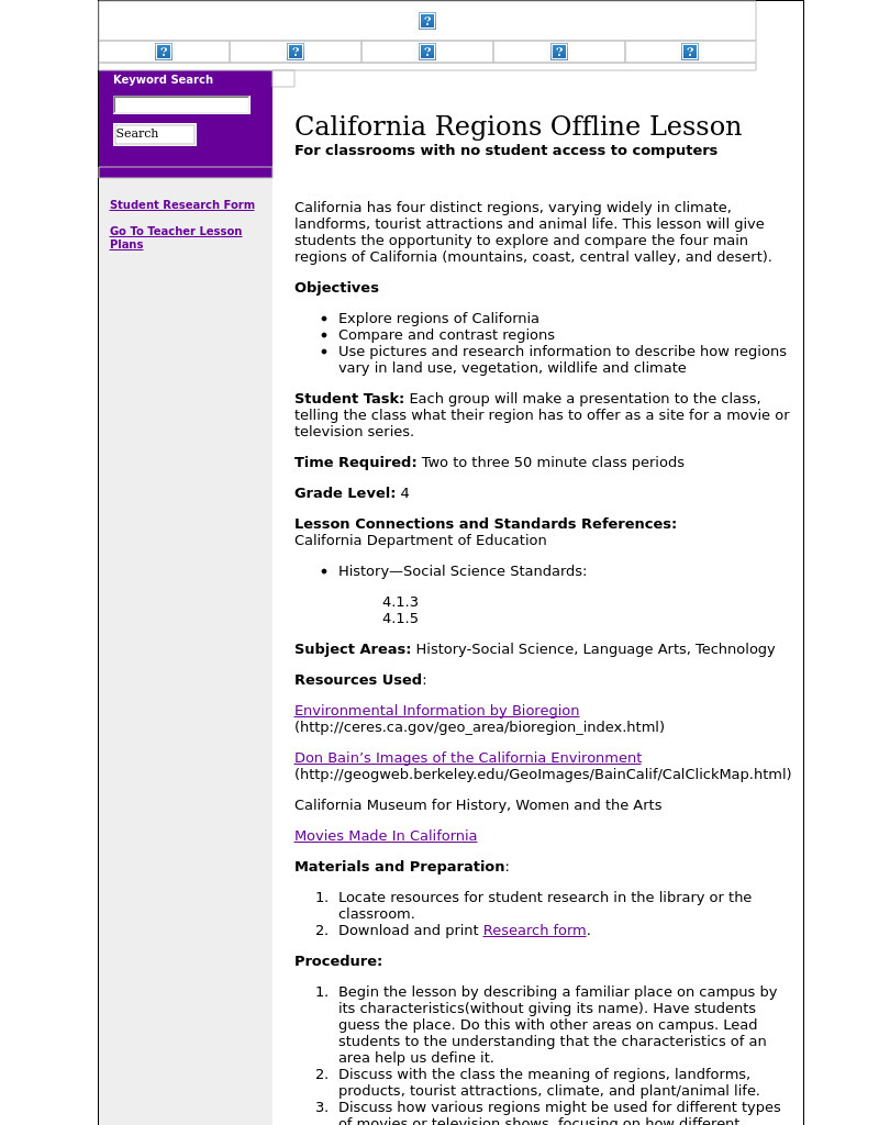 California Regions Lesson Plan
