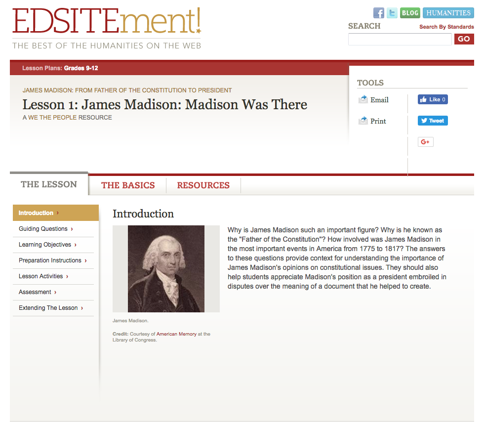James Madison: Madison Was There Lesson Plan