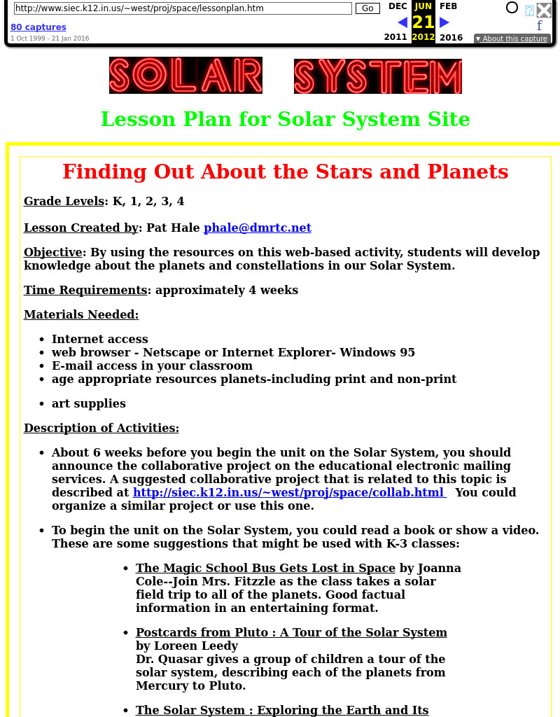 Finding Out About the Stars and Planets Lesson Plan