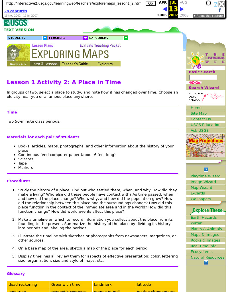 Lesson 1 Activity 2: A Place in Time Lesson Plan
