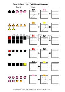 Addition of Shapes Worksheet