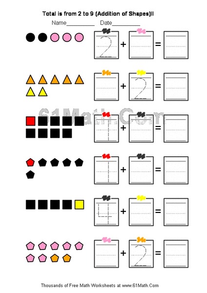 Addition of Shapes Worksheet