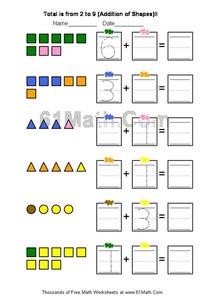 Addition of shapes Worksheet
