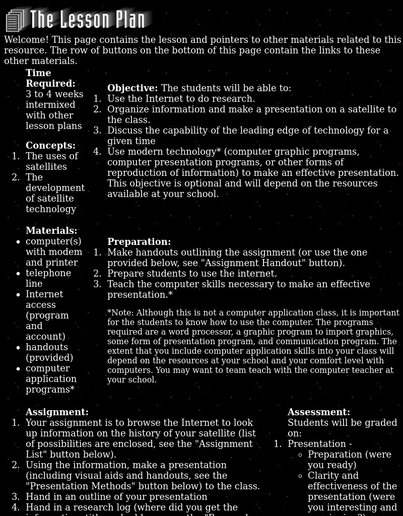 The Use Of Satellites Lesson Plan
