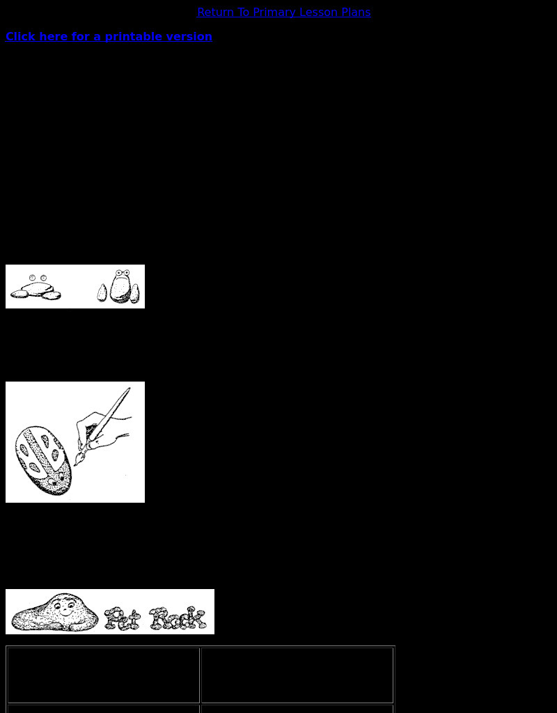 Rock Critters/Pet Rock Lesson Plan