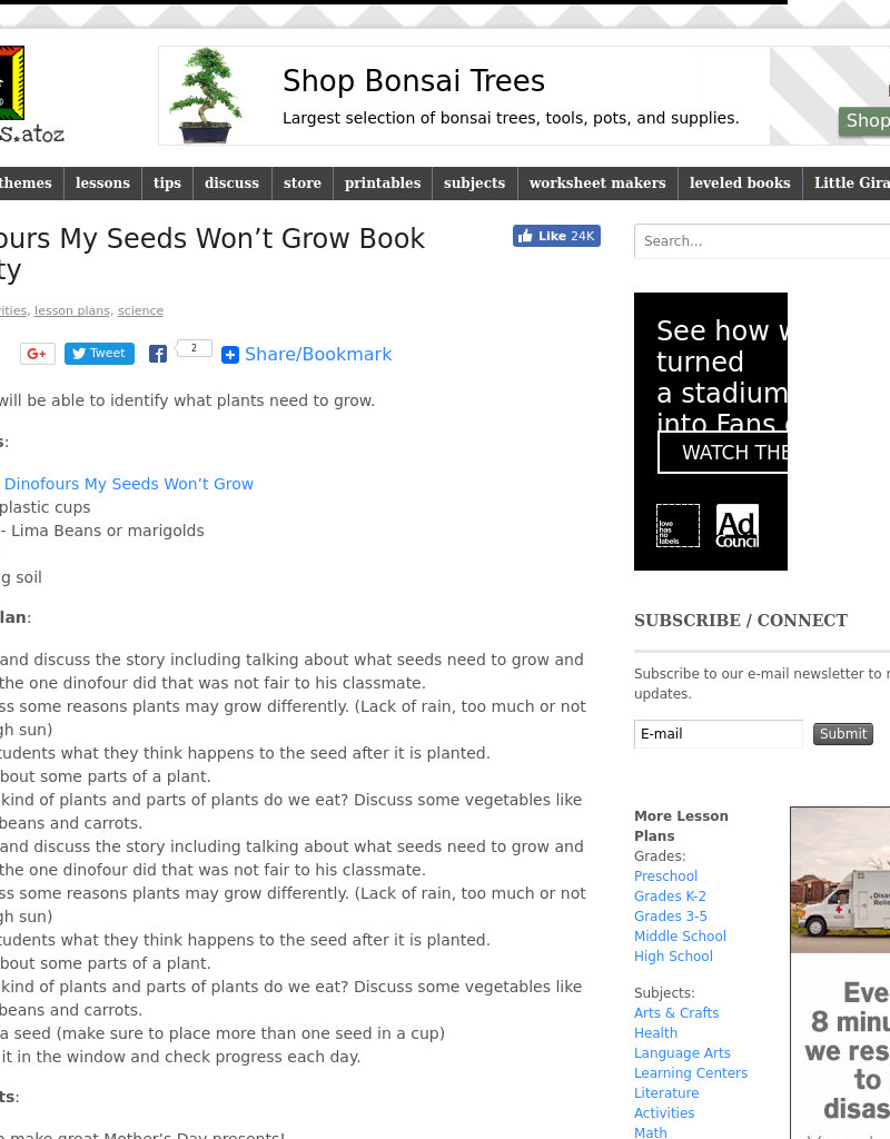 Dinofours My Seeds Won't Grow Lesson Plan