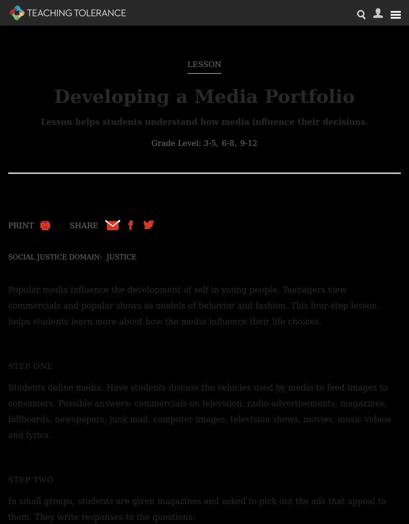 Developing a Media Portfolio Lesson Plan
