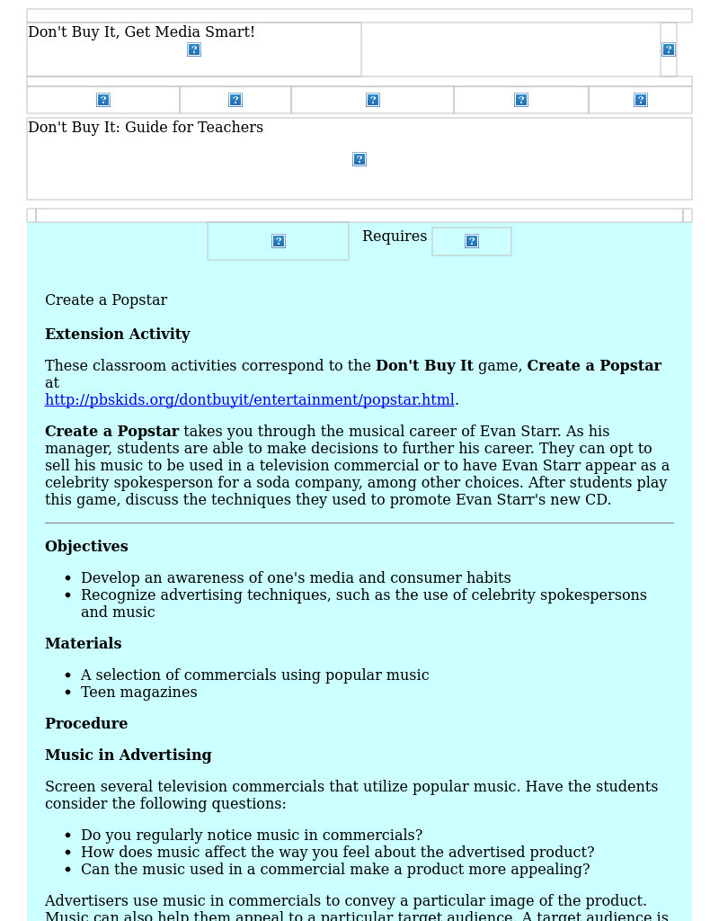 Create a Popstar Lesson Plan