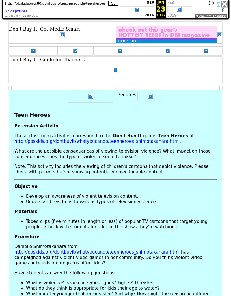 Teen Heroes Lesson Plan