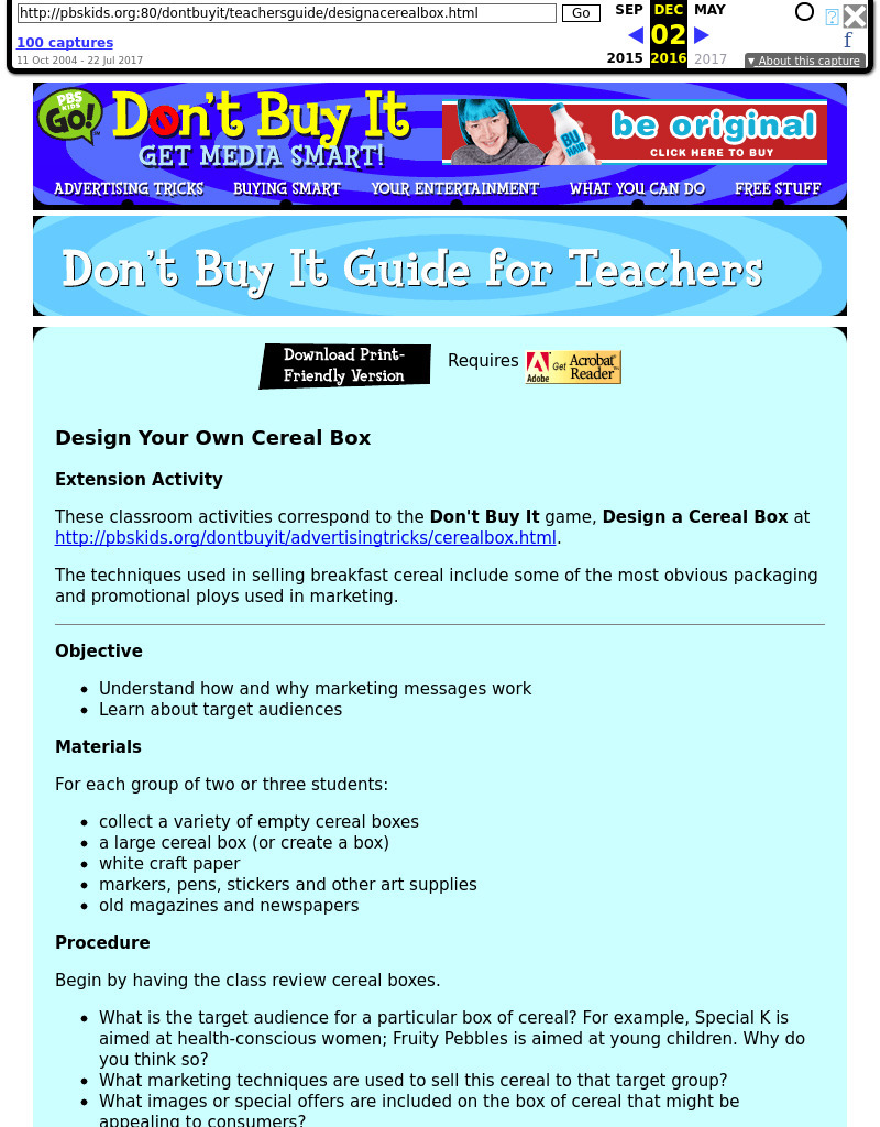 Design Your Own Cereal Box Lesson Plan
