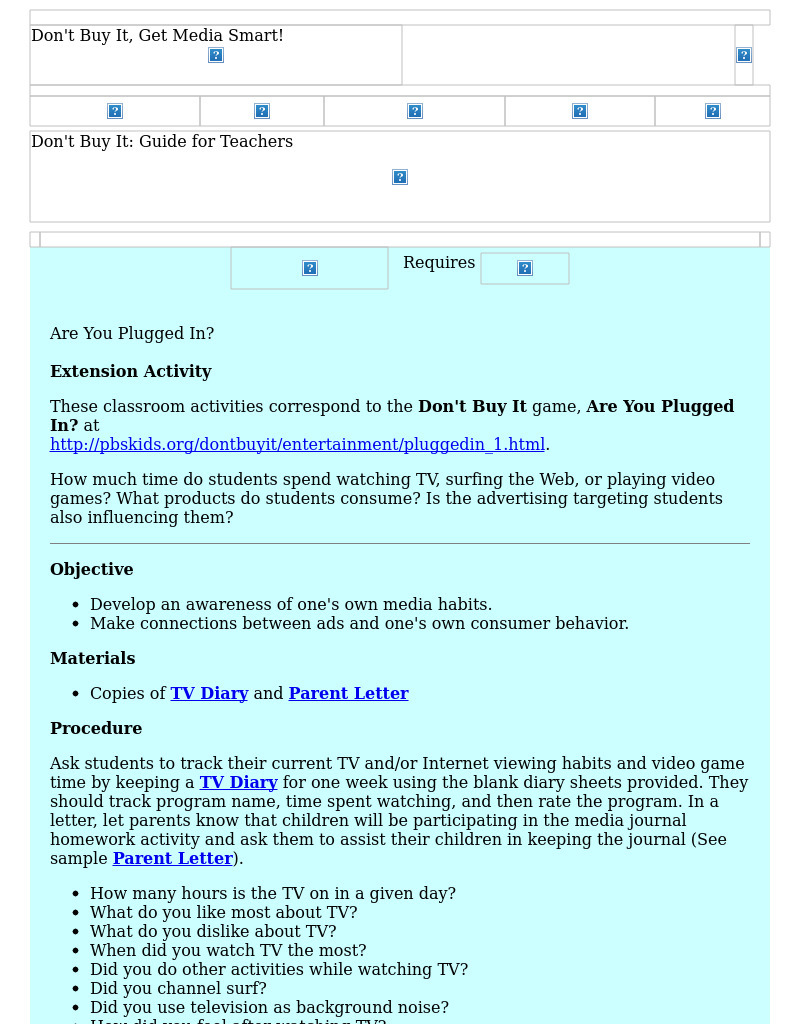 Are You Plugged In? Lesson Plan
