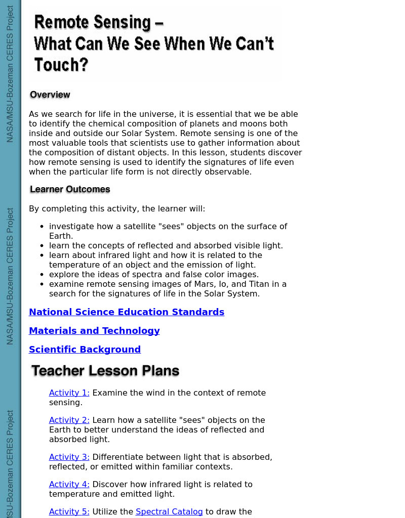 Remote Sensing - What Can We See When We Can't Touch? Lesson Plan