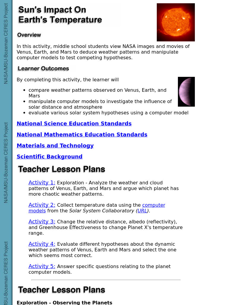 Sun's Impact On Earth's Temperature Lesson Plan