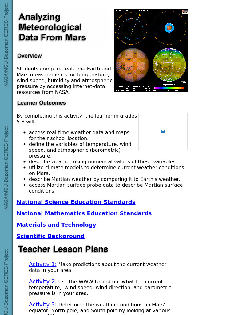 Analyzing Meteorological Data From Mars Lesson Plan