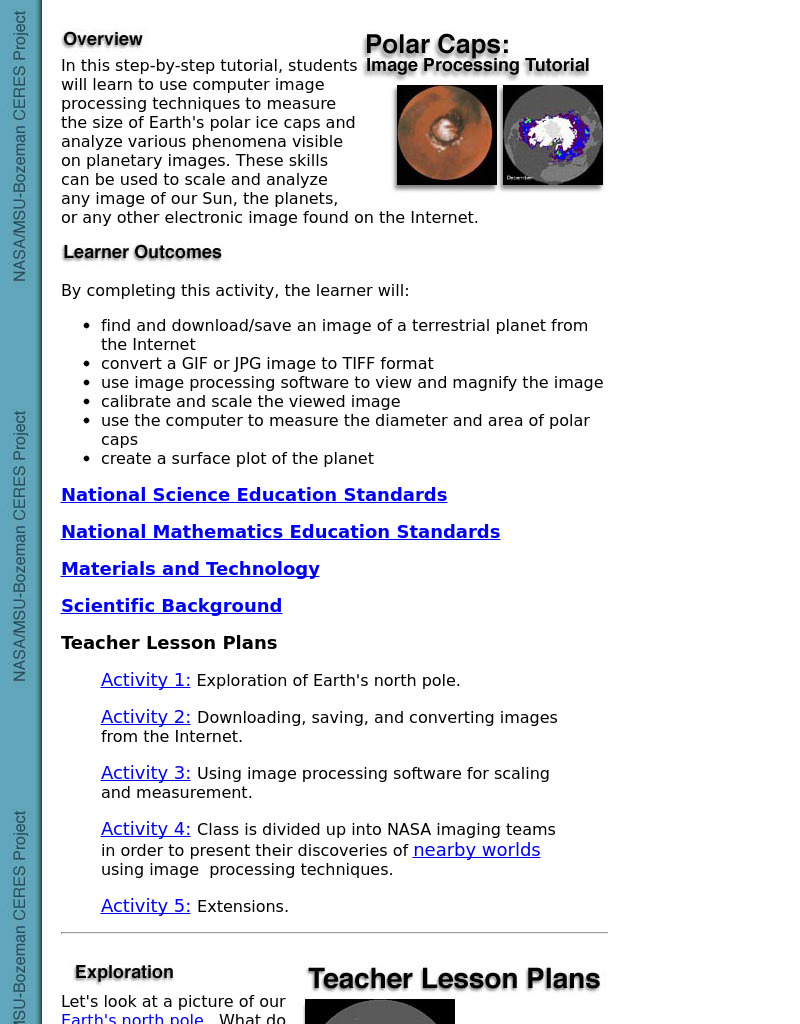 Polar Caps:  Image Processing Tutorial Lesson Plan