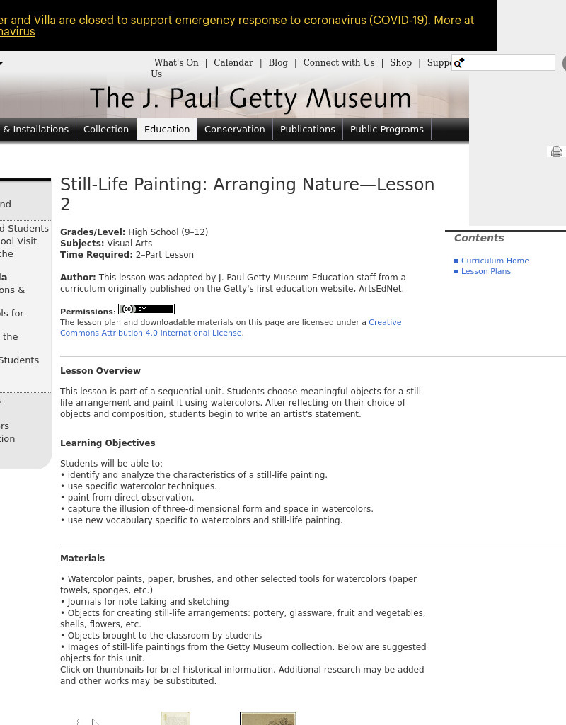 Still-Life Painting: Arranging Nature—Lesson 2 Lesson Plan