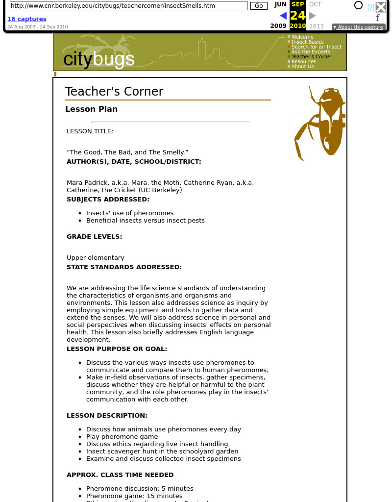 "The Good, The Bad, and The Smelly." Lesson Plan