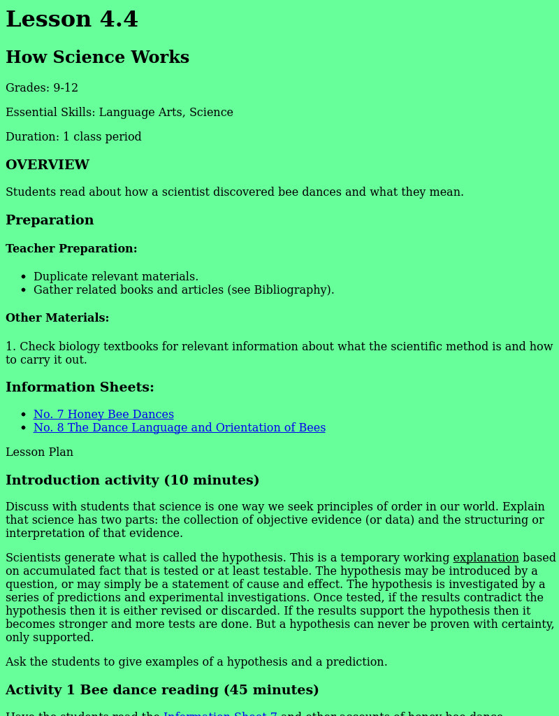 How Science Works Lesson Plan