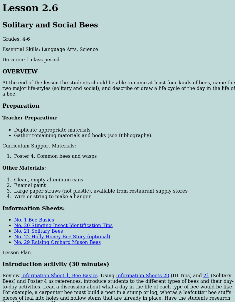 Solitary and Social Bees Lesson Plan