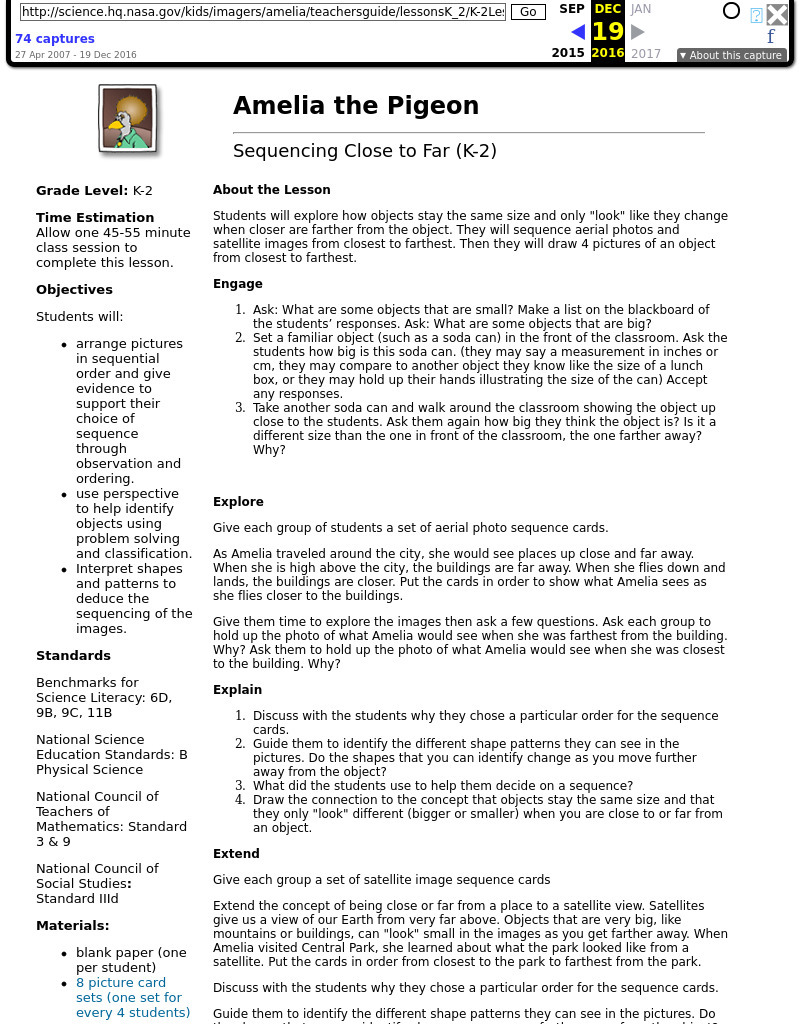 Sequencing From Close To Far Lesson Plan