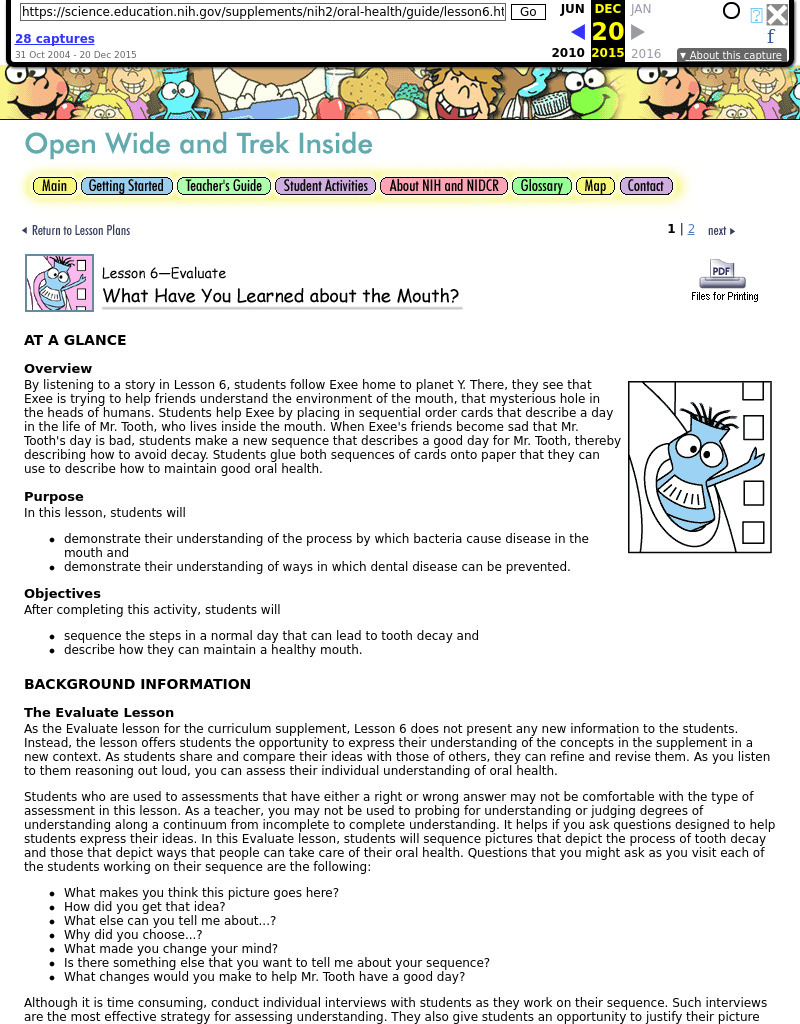 What Have You Learned about the Mouth? Lesson Plan