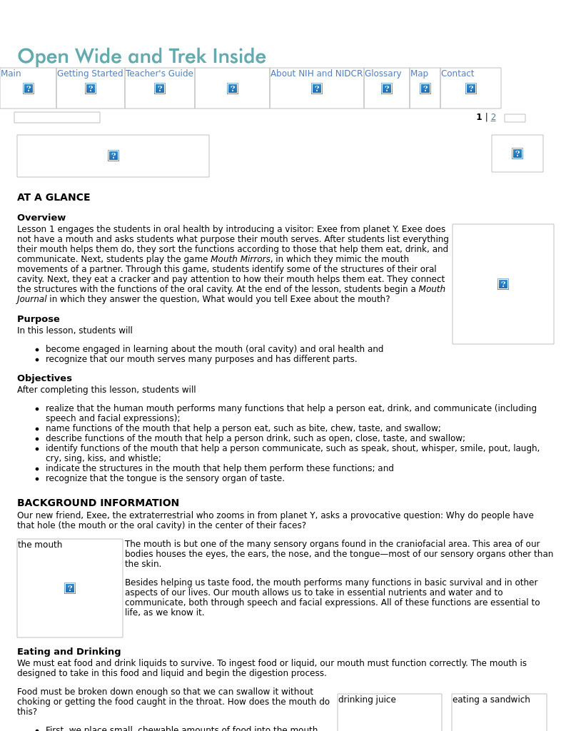 What Do Mouths Do? Lesson Plan