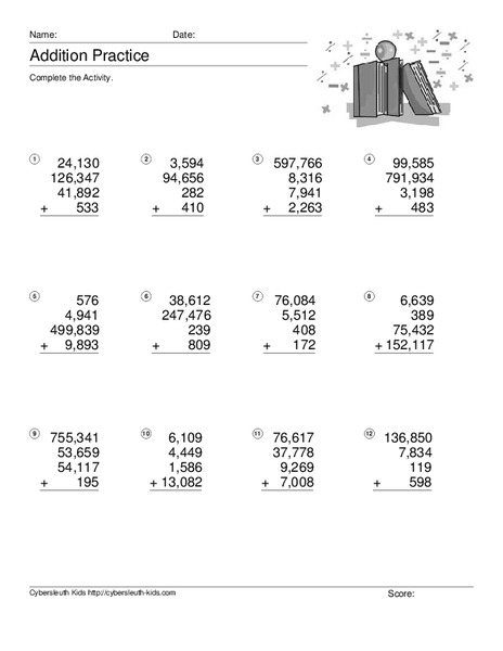 Addition Practice Worksheet