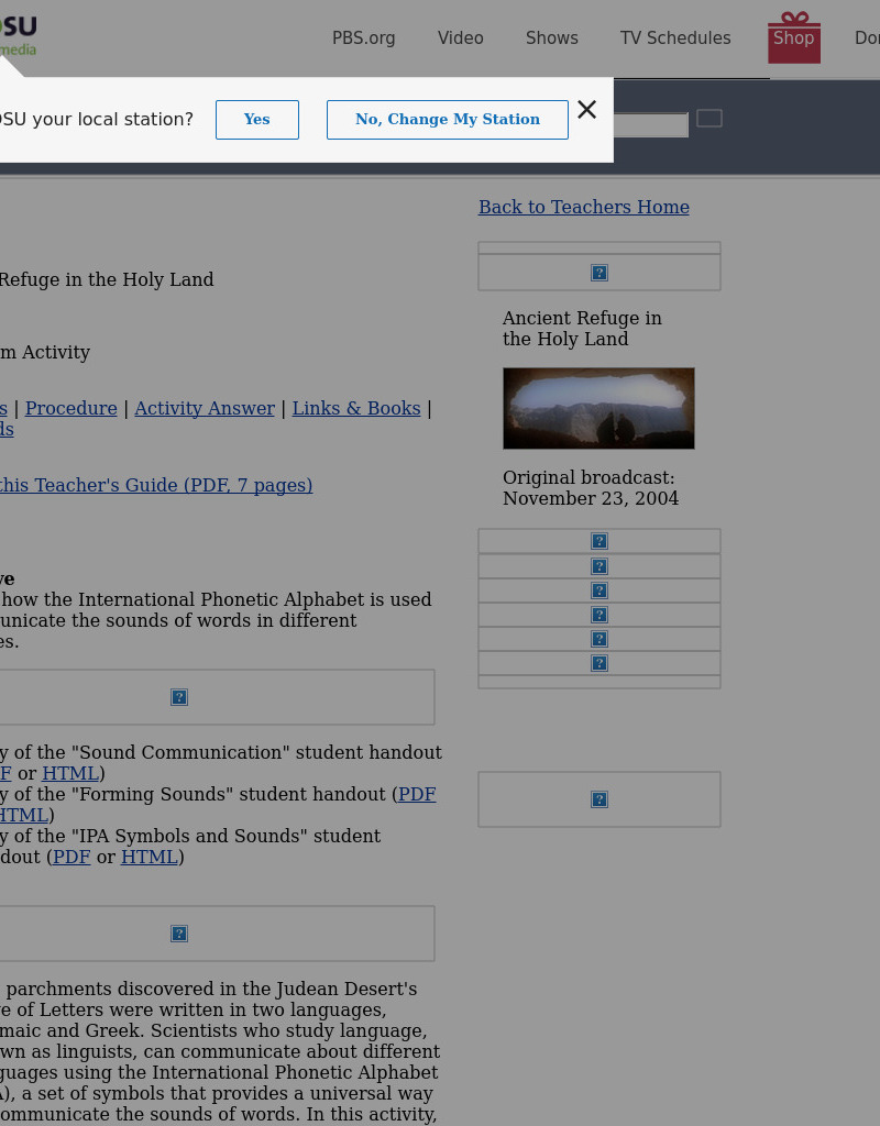 Ancient Refuge in the Holy Land - International Phonetic Alphabet Lesson Plan