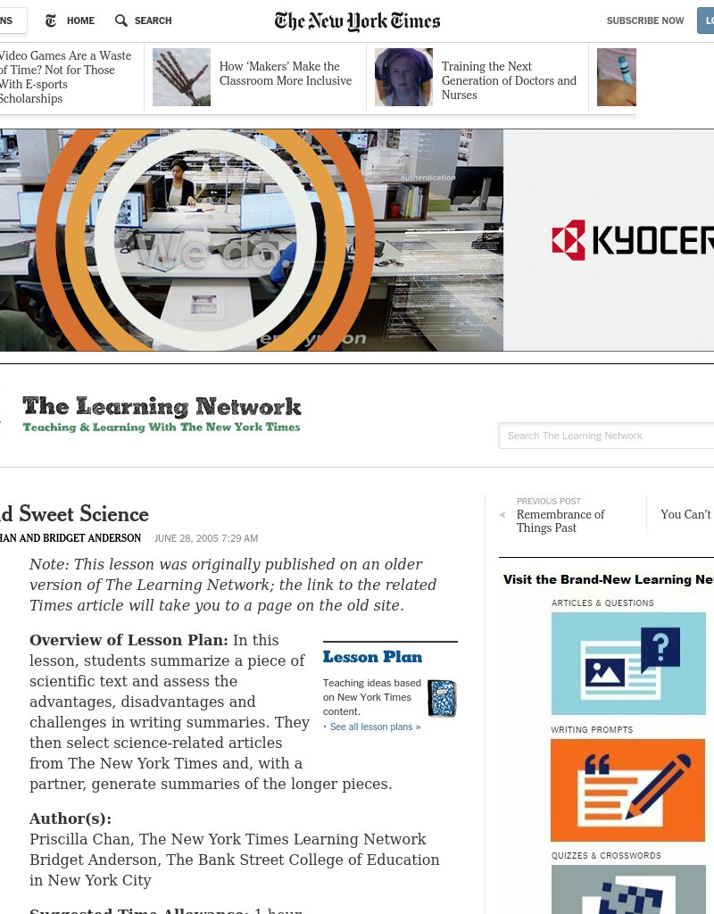 Short and Sweet Science Lesson Plan