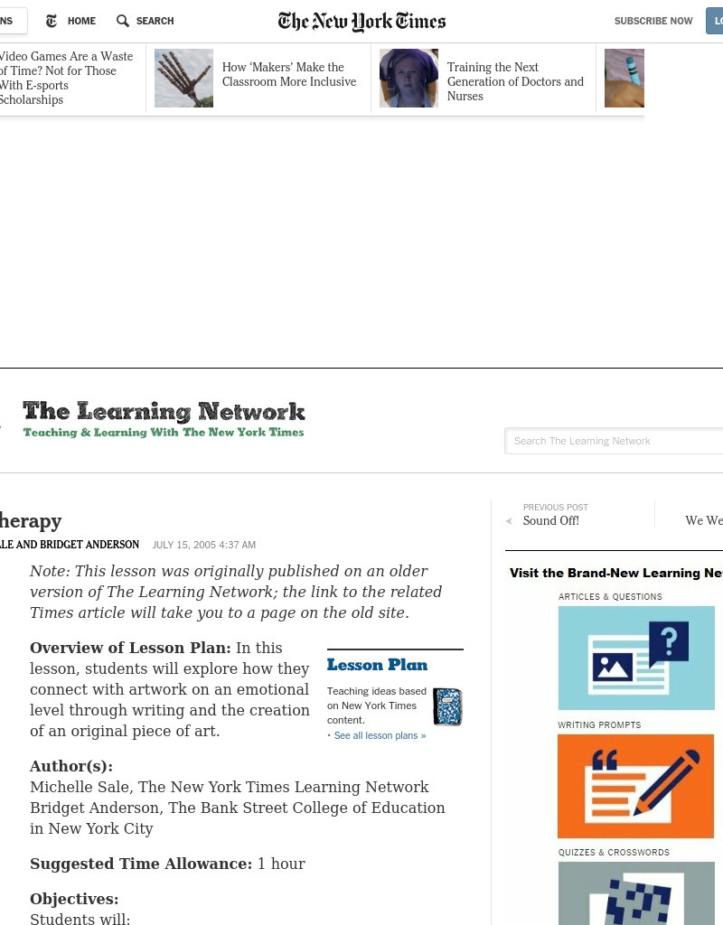 Art as Therapy Lesson Plan