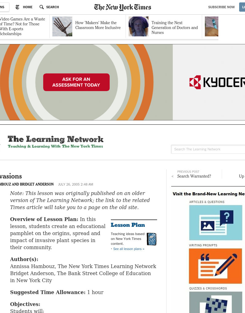 Alien Invasions Lesson Plan