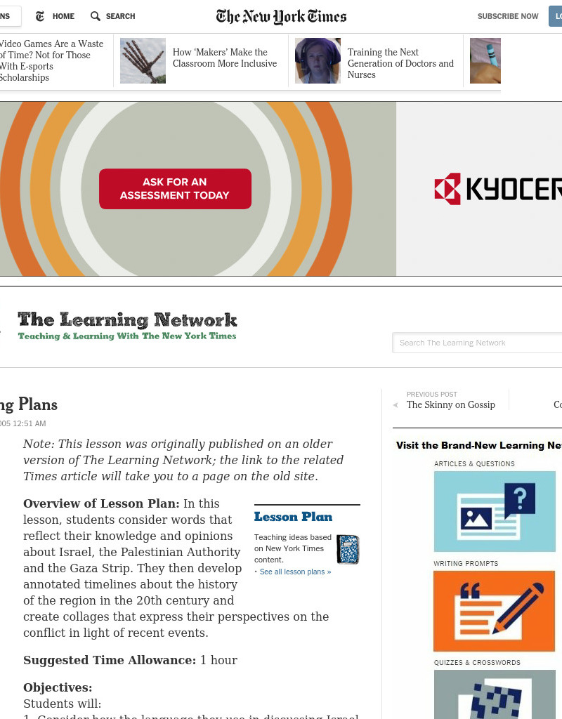 Unsettling Plans Lesson Plan