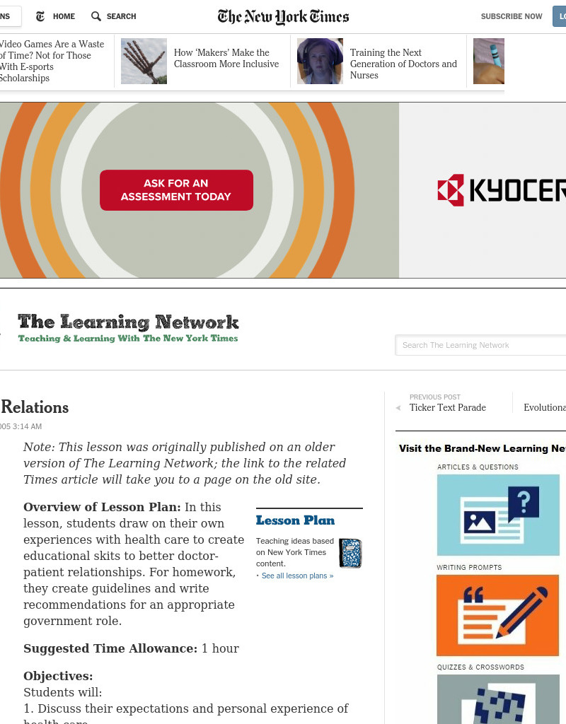 Healthy Relations Lesson Plan